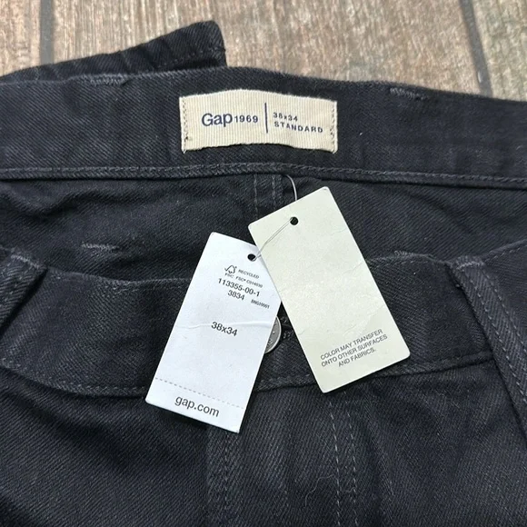 NWT Gap 1969 Men’s 38x34 Black Standard Denim Straight‎ Leg Jeans